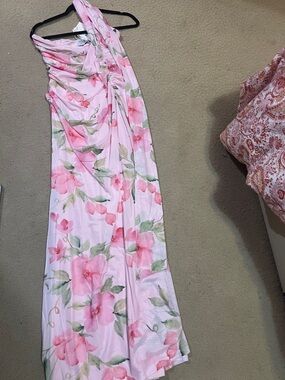 Peppermayo Pink Floral One-Shoulder Prom Dress